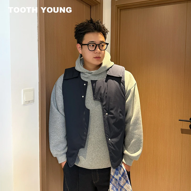 TOOTH YOUNG【几何马甲】冬季小众纯色不对称棉马甲
