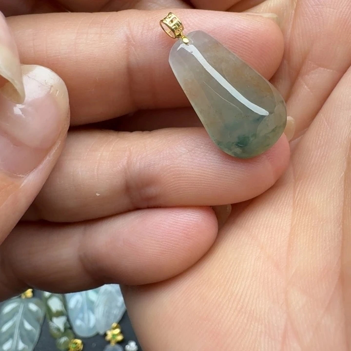 翡翠18K金镶嵌吊坠(不含链)