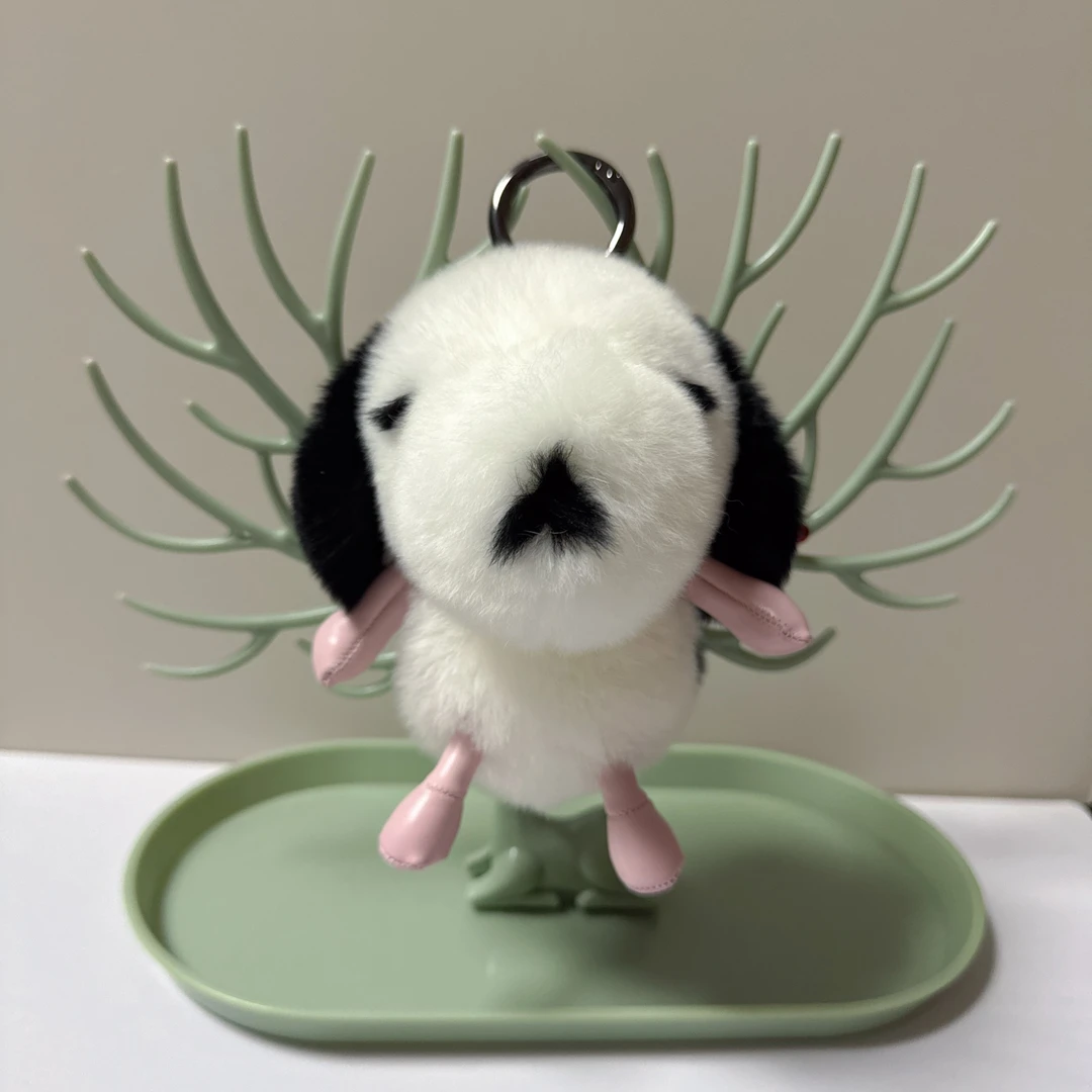 可爱小狗真獭兔毛汽车钥匙扣毛绒公仔 包包挂件