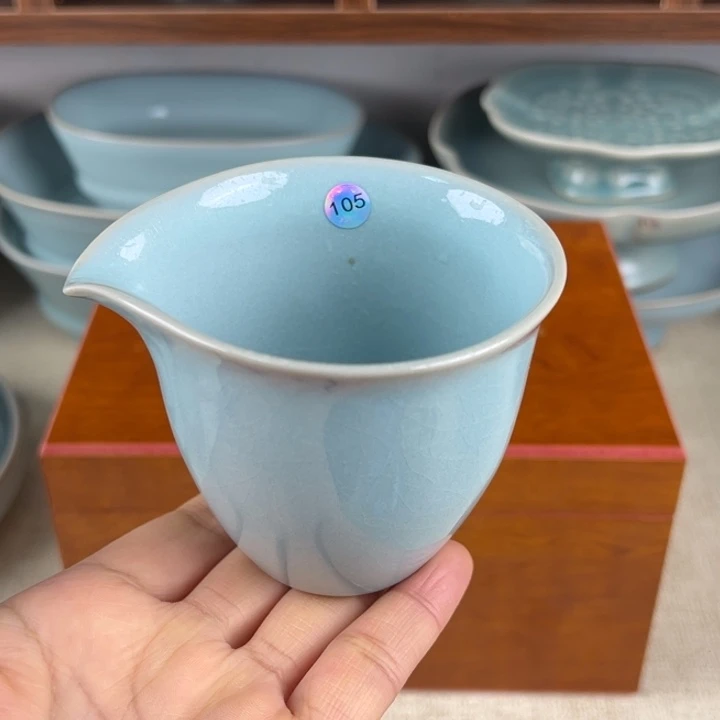 瓷杯子天青釉公道杯微瑕编号105