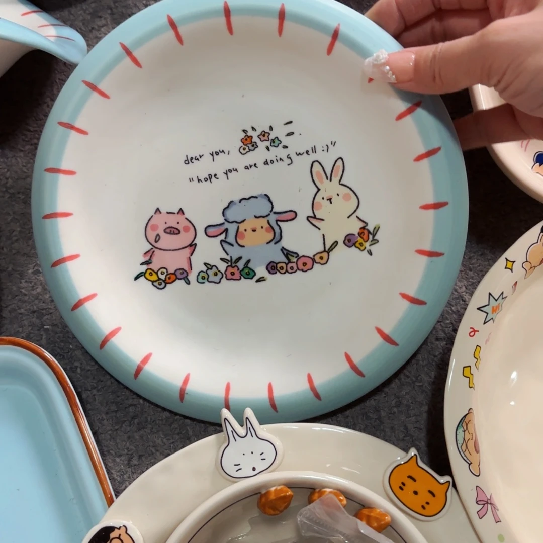 陶瓷小羊咩咩八寸餐盘