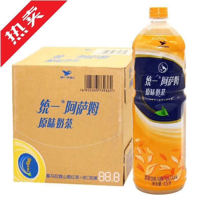 统一阿萨姆奶茶原味大瓶1.5L整箱批发家庭聚餐网红饮料饮品