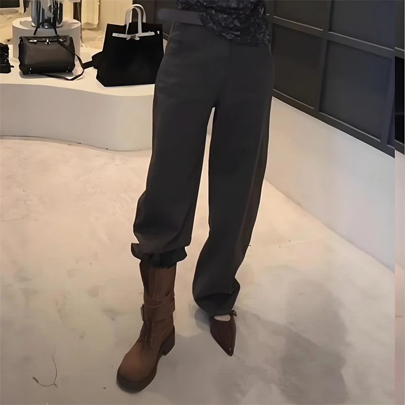 宽松休闲裤水洗弯刀牛仔裤女秋季新款时尚显瘦百搭纯色直筒阔腿裤