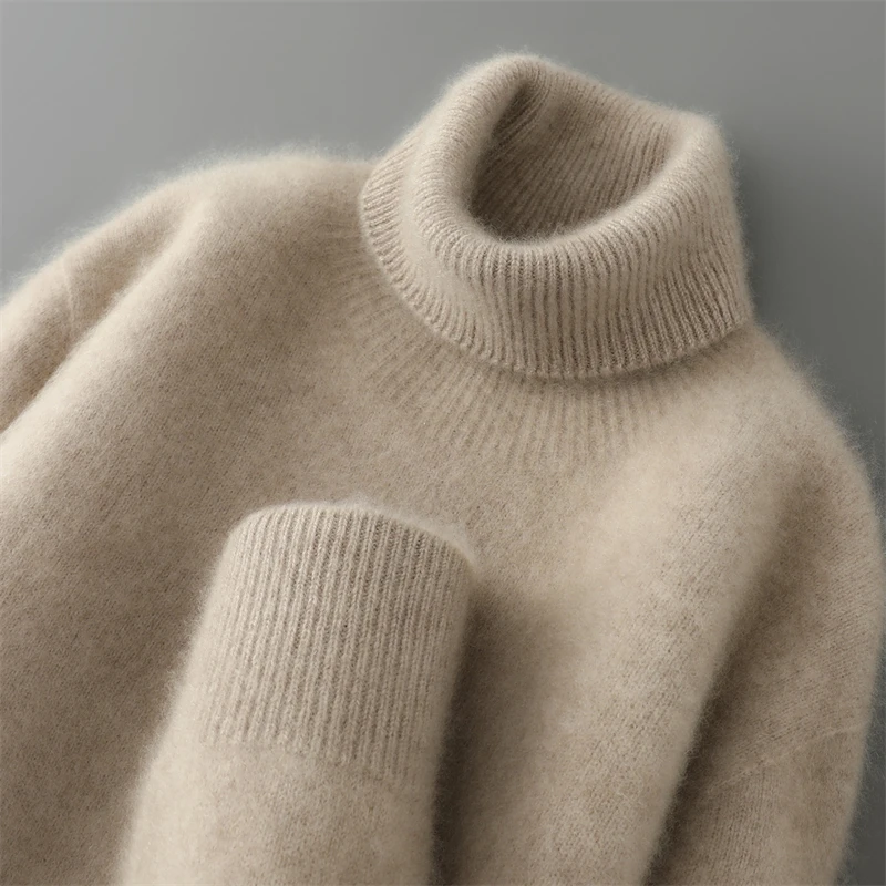 【100%羊绒衫550克】男士秋冬两翻领套头加厚羊绒衫套头保暖宽松