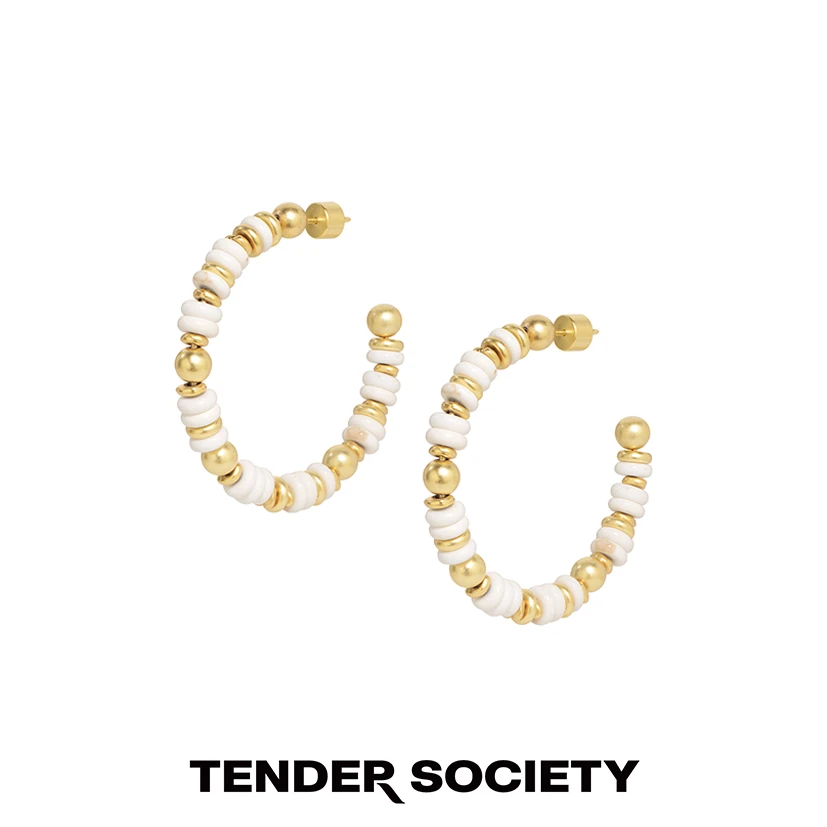 tender society 铜合金耳饰 Voyage度假系列C形大耳圈白色时尚款