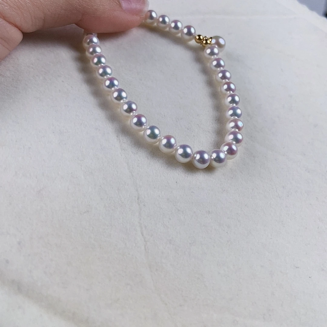 淡水珍珠手绳18K金镶嵌