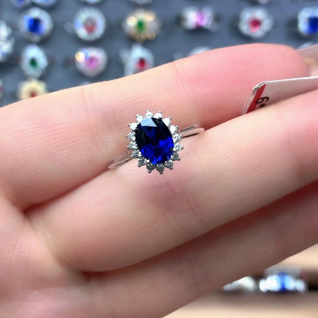 925银培育皇家蓝色宝石04