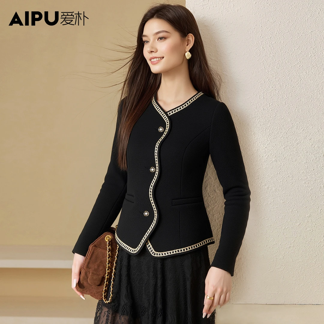 爱朴品牌大码女装秋季新款洋气时尚显瘦高级感小香风短外套66861