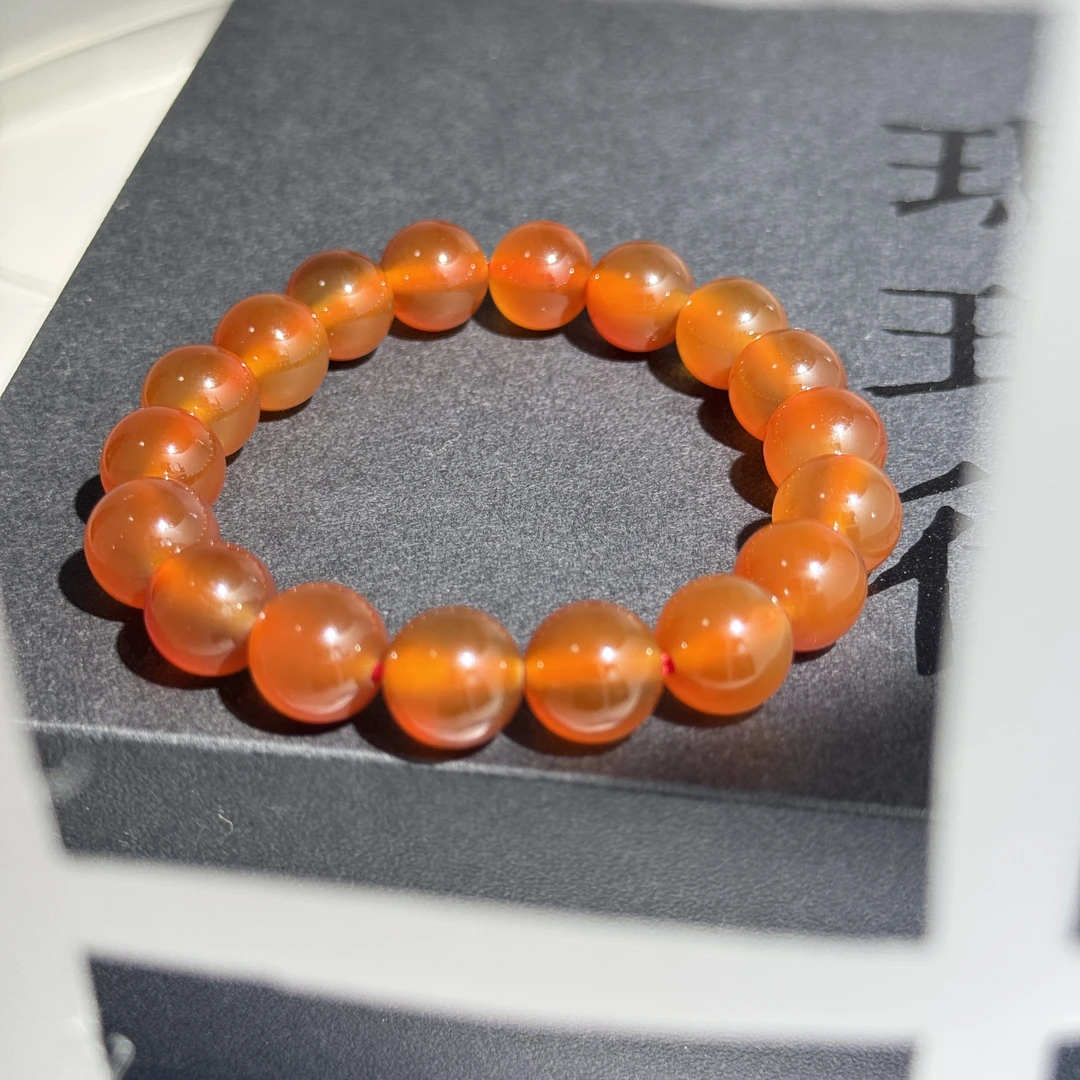 【美拉德】红玛瑙手串蜜糖色偏3价铁离子/约10mm17颗/多样性发货