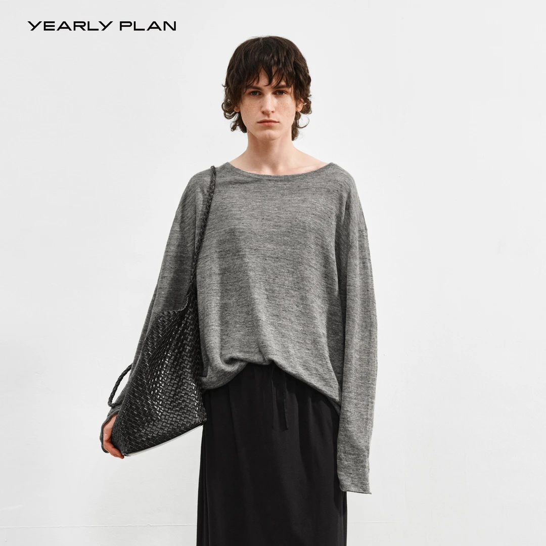 YEARLY PLAN【定纺炒色亚麻纱线】经典随性宽松休闲毛织上衣 1918