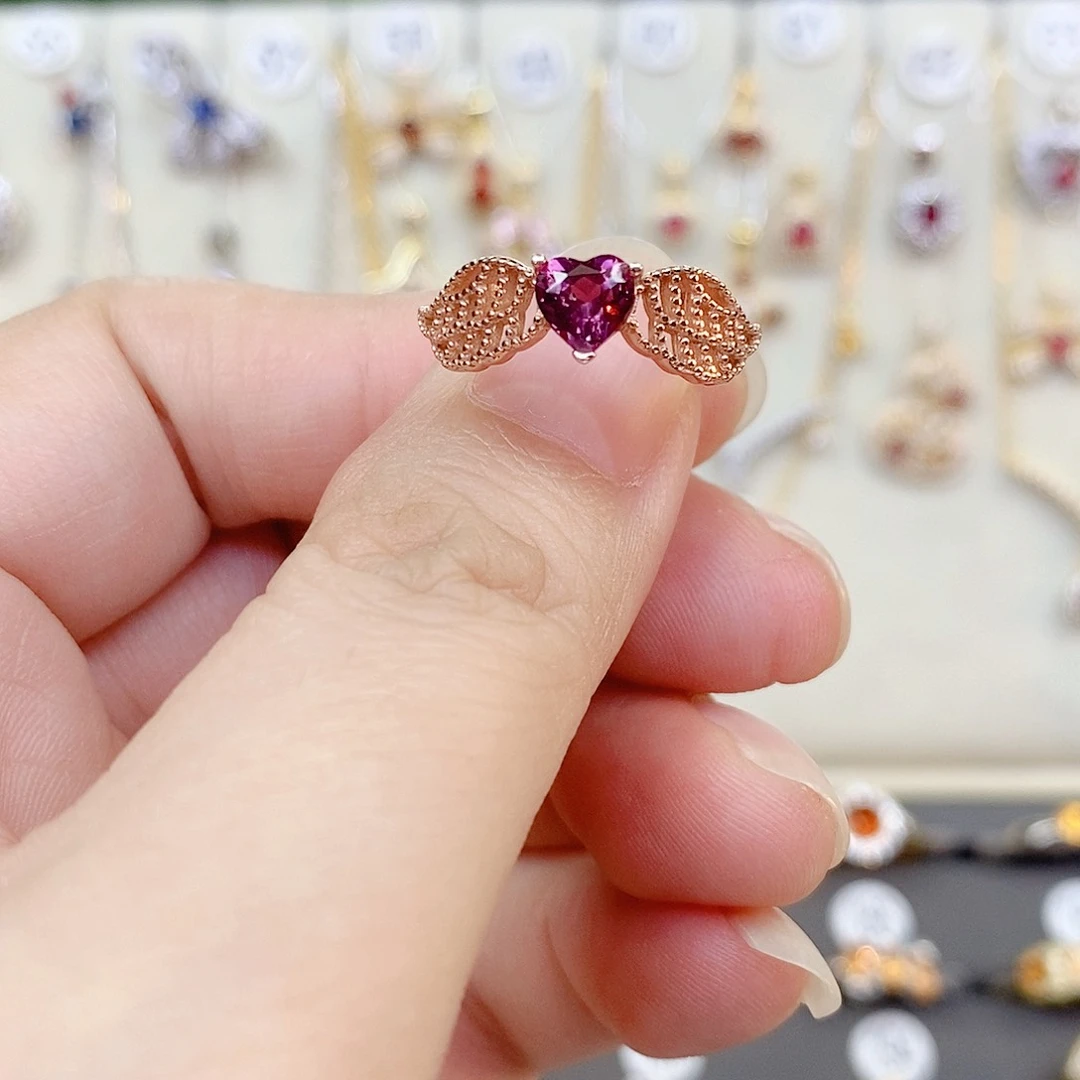 石榴石（紫牙乌）戒指银S925镶嵌