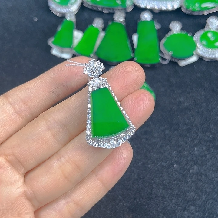 翡翠银S925镶嵌吊坠(不含链)