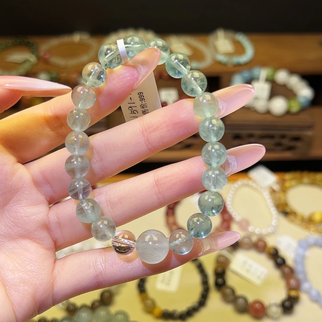 手串水晶银S925镀金镶嵌绿1591