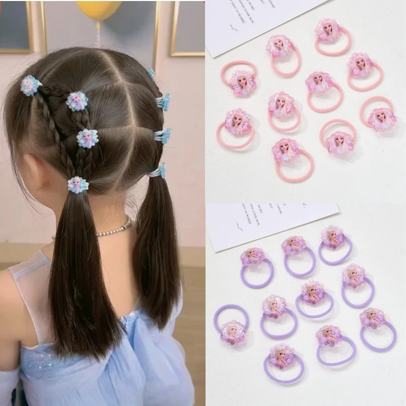 10个装儿童爱莎公主皮筋冰雪奇缘发绳小女孩发饰宝宝艾莎发圈发饰