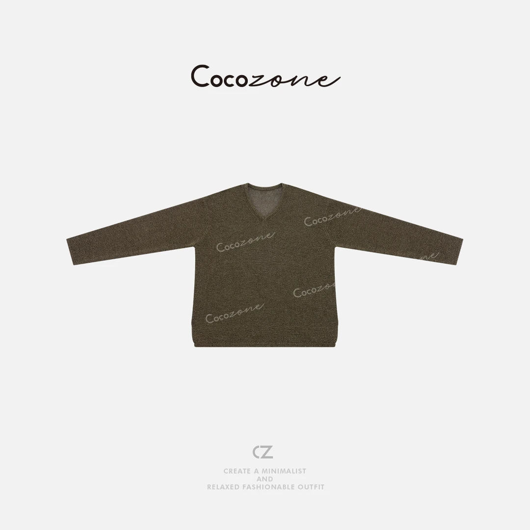 COCO ZONE 刘一一  【和纸纱】慵懒感显瘦V领俏皮针织衫CD2A0981