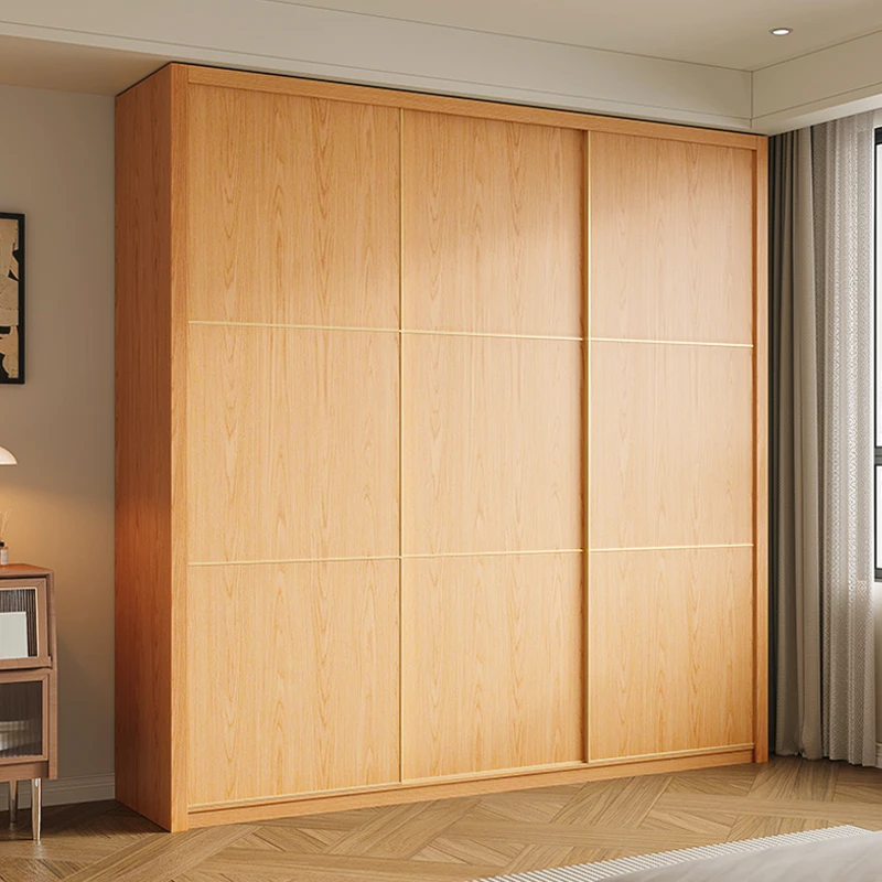蔚然美家橡木推拉门小户型家用衣柜卧室大容量储物趟移滑门衣橱