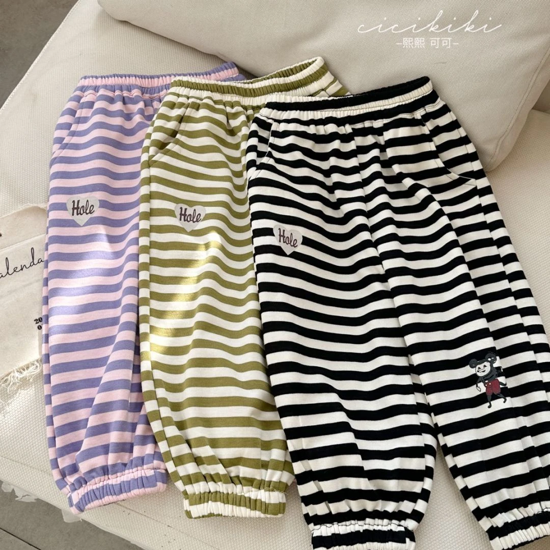 【小木】2025时尚品质童装春秋宽松百搭休闲条纹裤 熙熙可可KZ2515