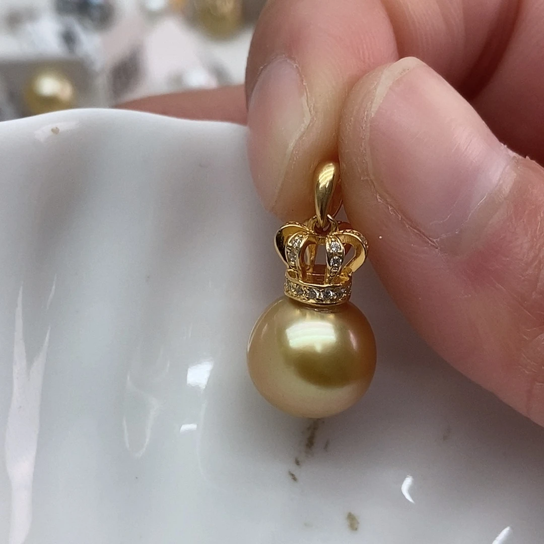 用***9海水珍珠银S925镶嵌吊坠(不含链)