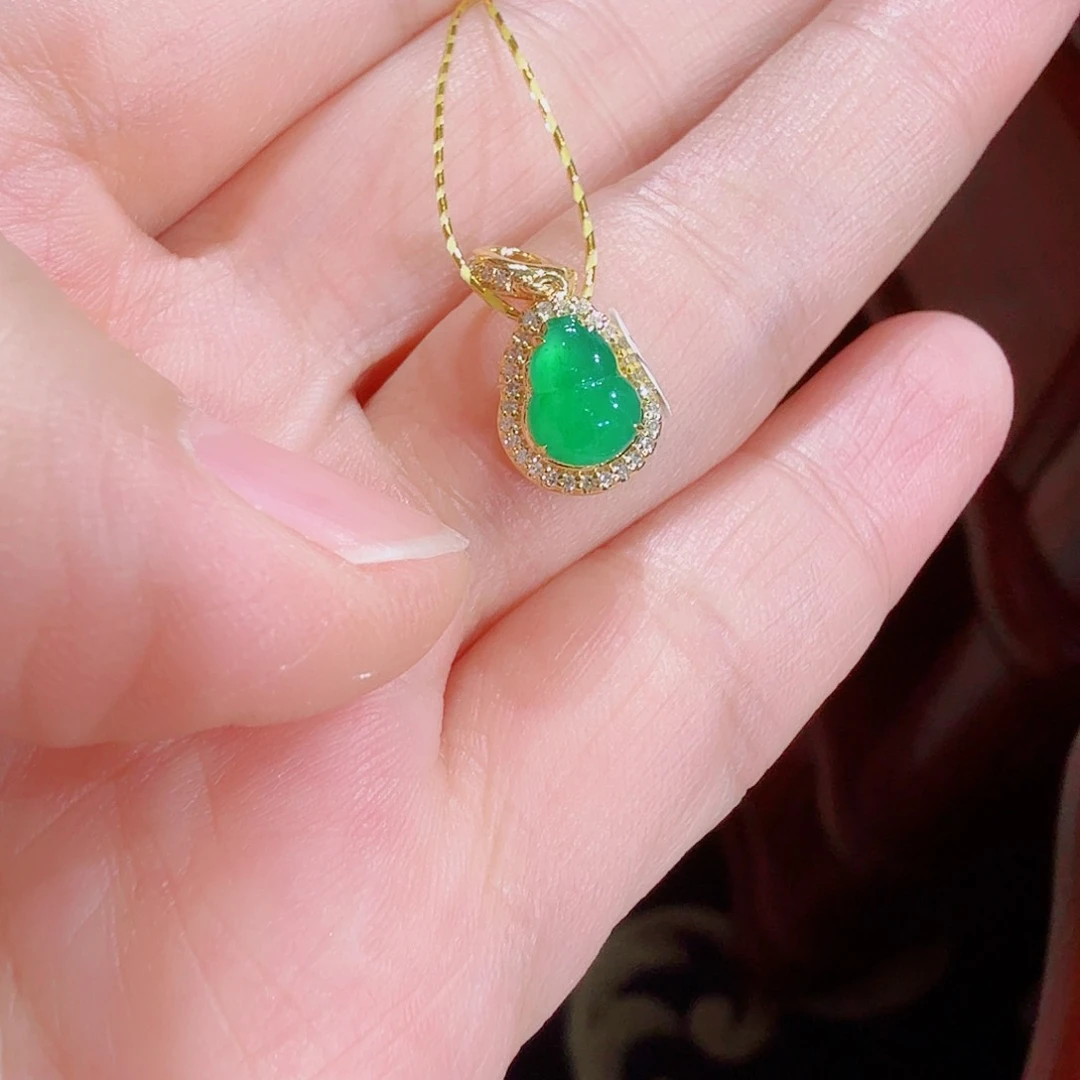 翡翠18K金镶嵌吊坠(不含链)吊坠