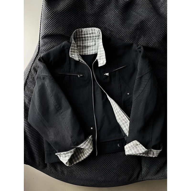 哈灵顿牛仔外套男款春秋水洗潮牌立领棒球服美式工装夹克cleanfit