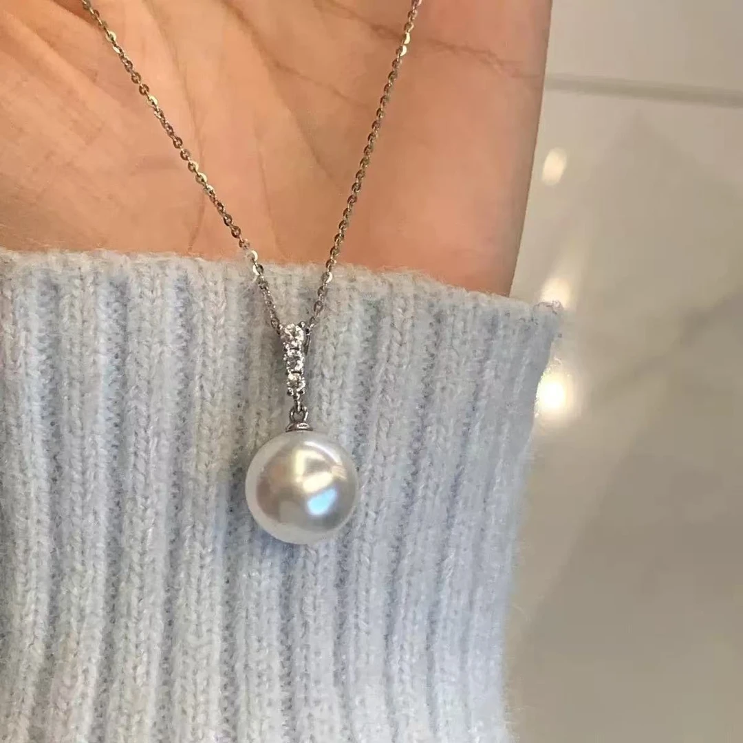 坠链均925银仿珍珠 s925银大颗大吊坠项链14mm大点位轻奢百搭