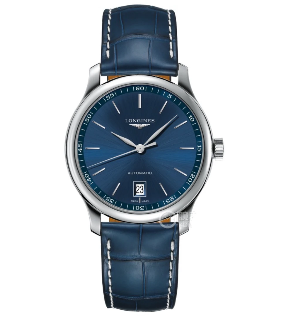 99新 Longines/浪琴 /名匠628蓝盘皮带/表径38.5/自动机械男表