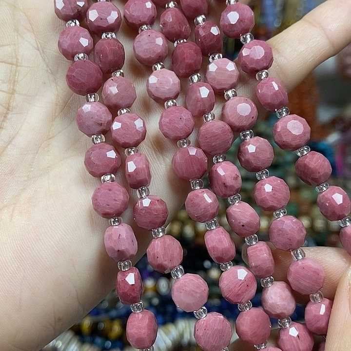 玛瑙/玉髓未镶嵌珠宝半成品A级天好红木纹切面卡8mm