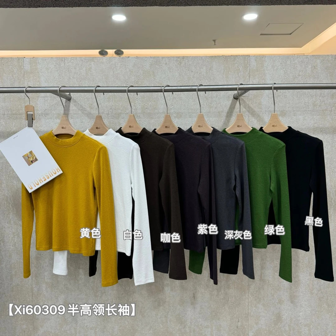鑫燃KIKI （华绒竹节T）持证上岗半高领长袖T 60309 XI