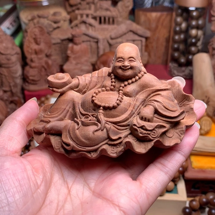 檀香木把件老山檀元宝弥勒