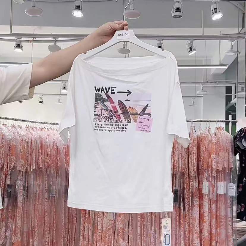 【幻彩SJ】NN1155-时尚女装设计感T恤百搭长袖气质显衫设计感印花