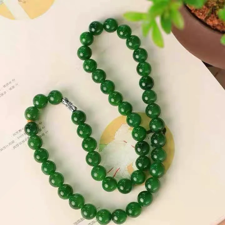 【菠菜绿】天然新疆老料菠菜绿12m妈妈链