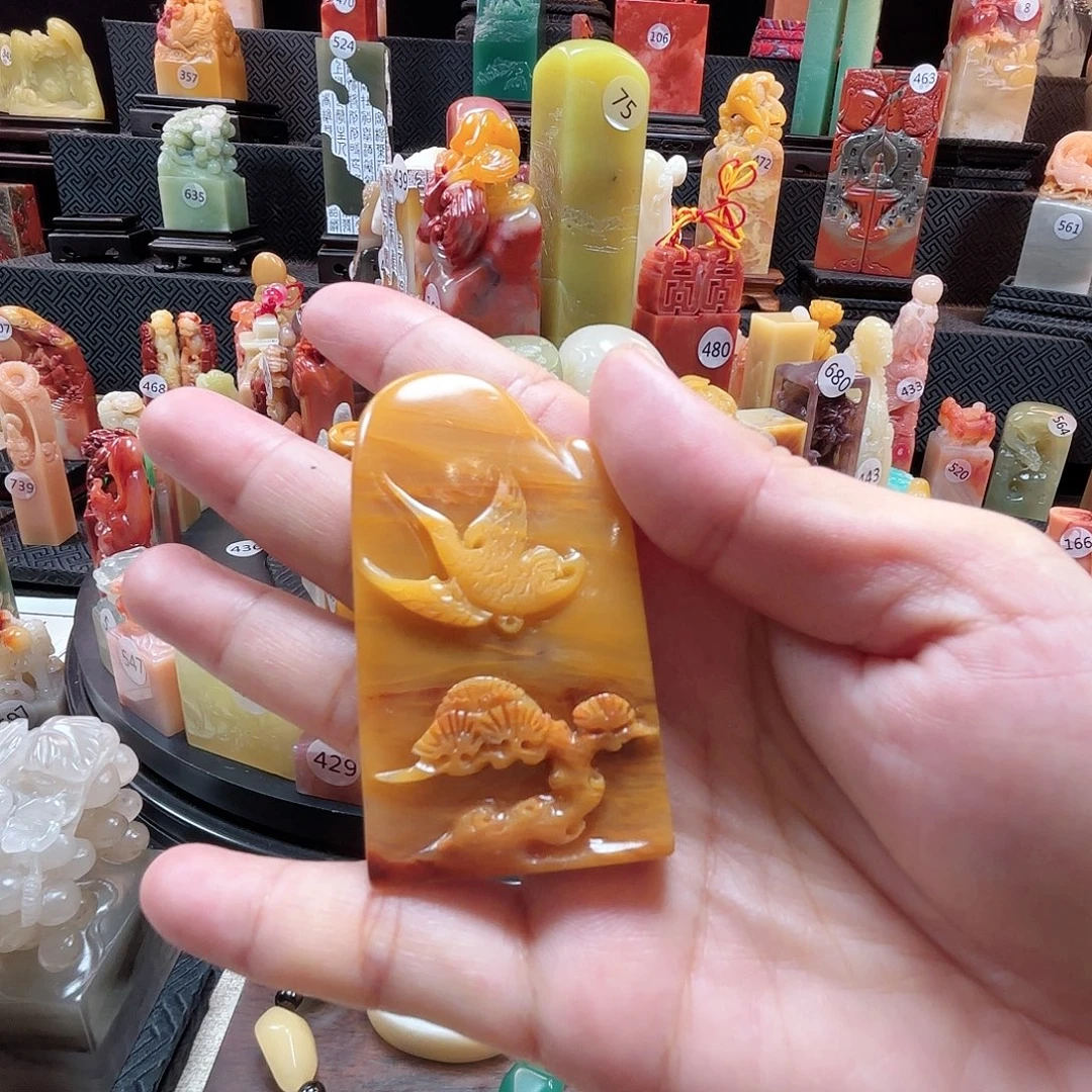 寿山石其他仙鹤扁章