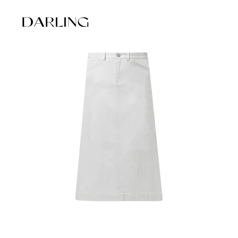 【孤品不上身不退换】极简风高腰显瘦白色牛仔半裙中长款气质长裙女