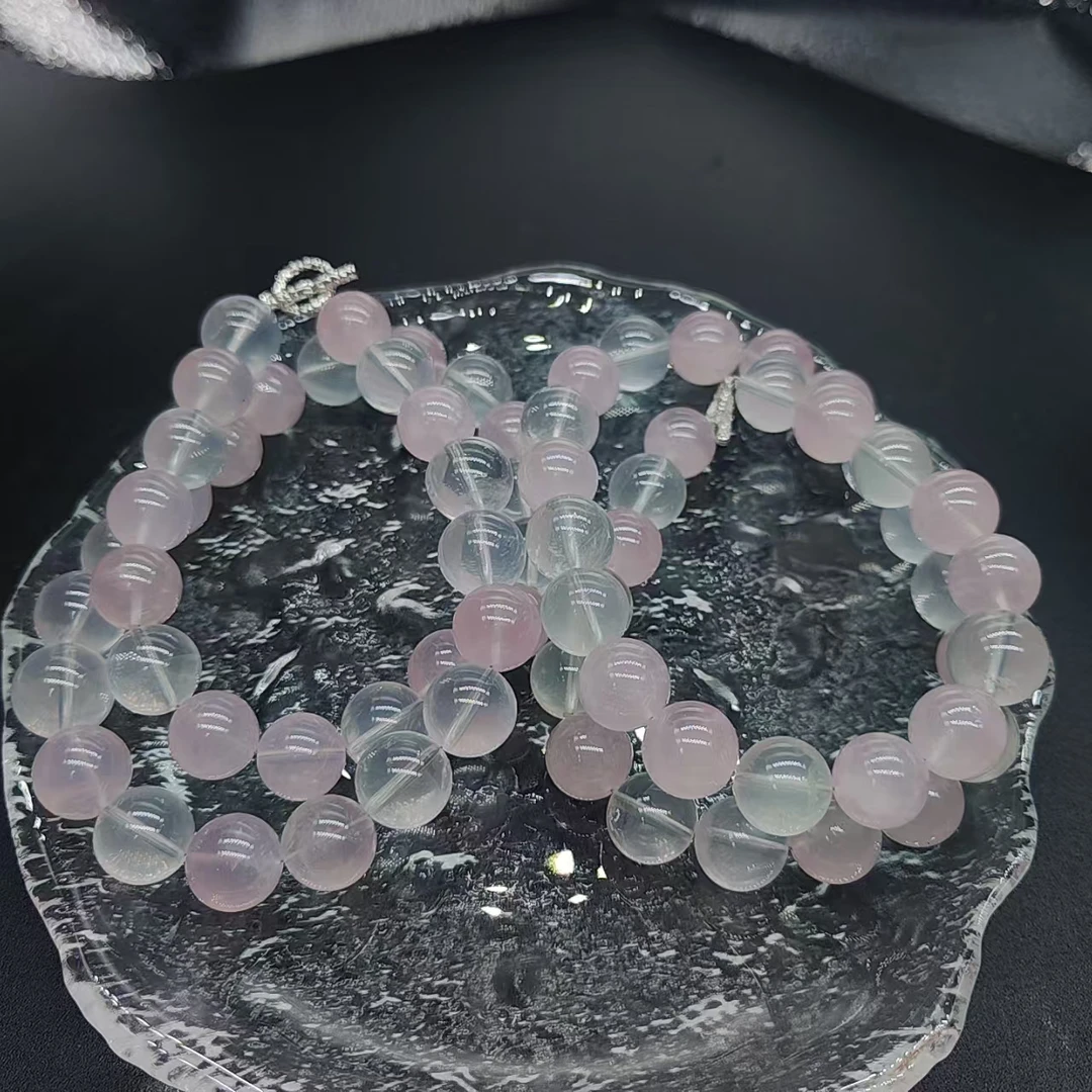 硕夏天然粉水晶11-12mm设计款项链多样性发其一SX0603