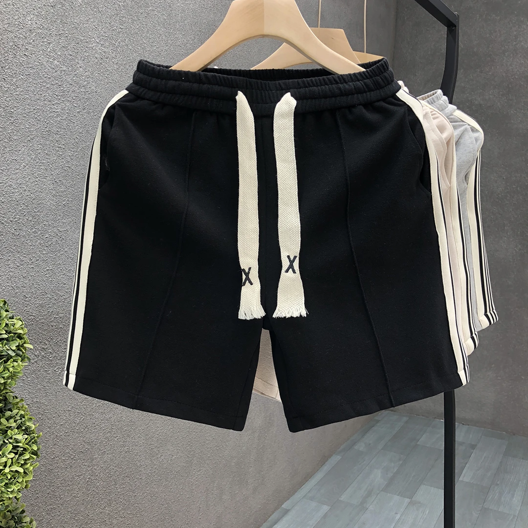 简约杏色运动短裤男款夏天外穿五分裤2025夏季新款男士潮牌休闲短