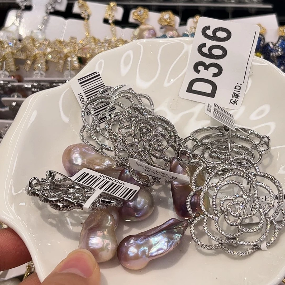 合金淡水珍珠耳饰