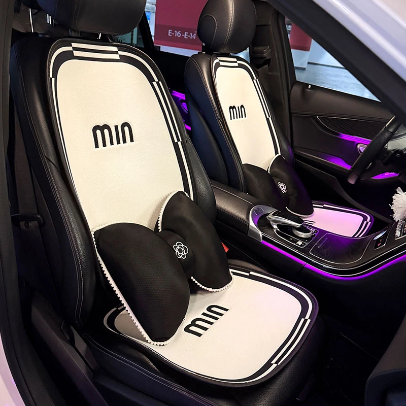 四季通用轻奢高级感汽车坐垫半包透气座椅套女士透气5座腰靠夏季