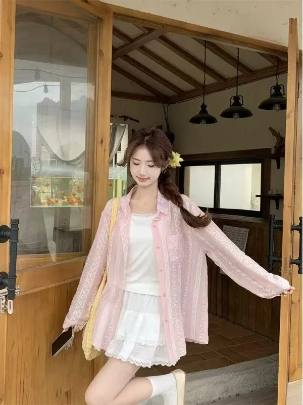 205 夏季韩版甜美减龄设计感小众防晒衬衫 F80 三楼