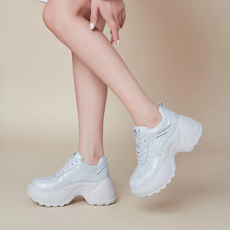 增高8.5CM 2025年新款系带时尚老爹鞋厚底内增高百搭透气女 3579