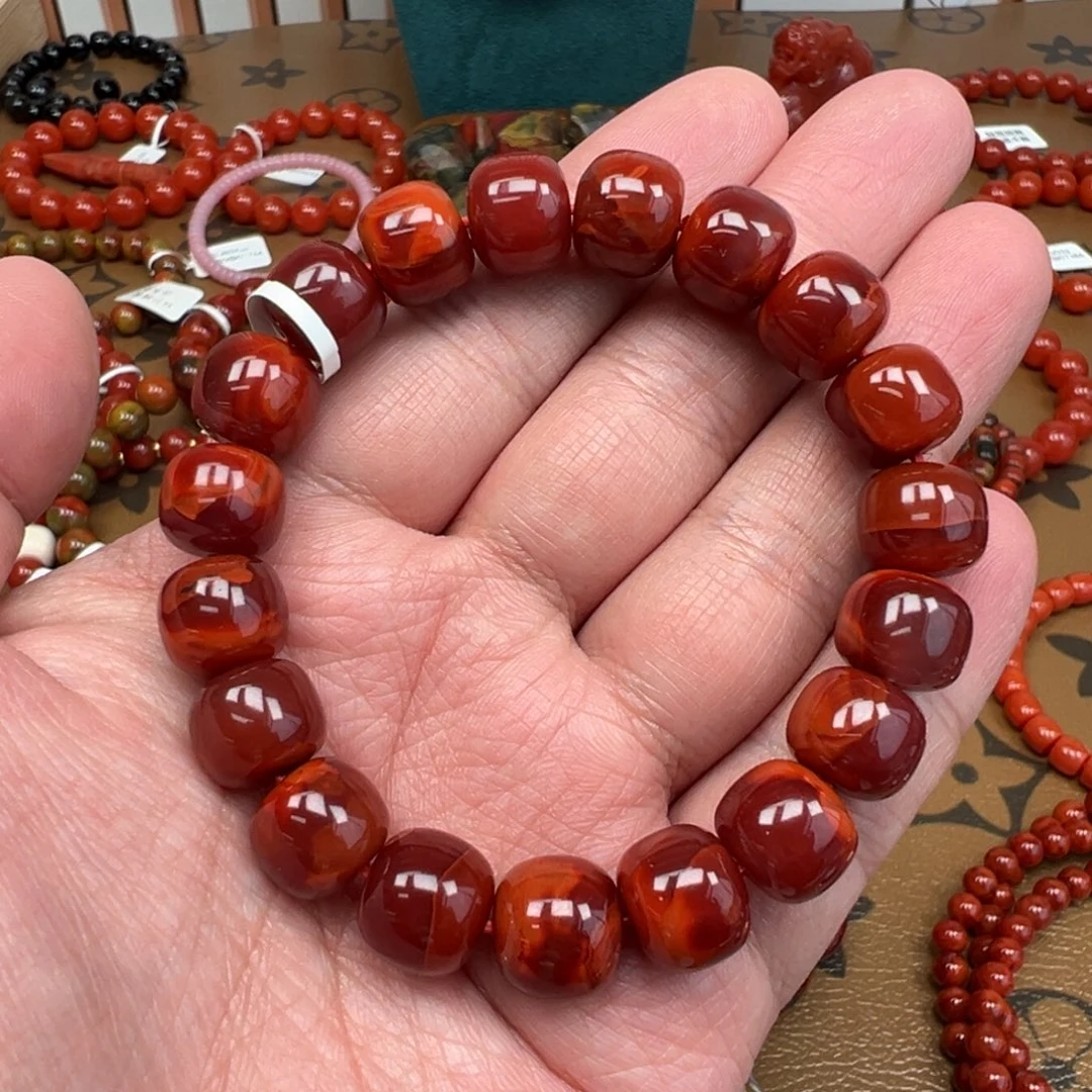 南红玛瑙未镶嵌手链瓦西牛血红11.7mm