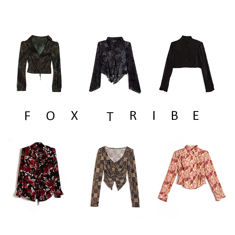 731317/110 小众荷叶边v领豹纹秋季新款美式高级感复古气质上衣