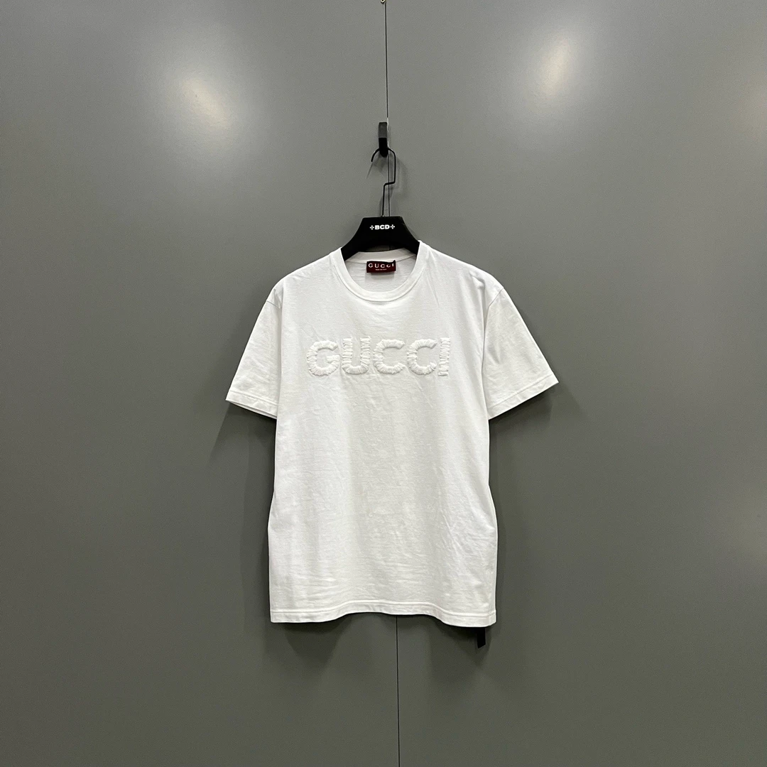 95新 GUCCI/古驰 （zz4）白色刺绣logo短袖 M码/fg207311