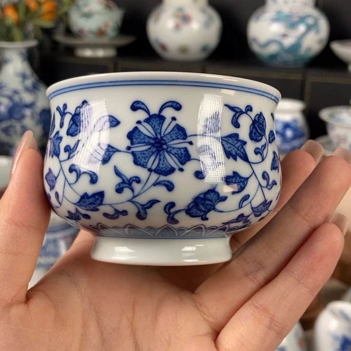 杯折葵非器缠枝莲炉式杯