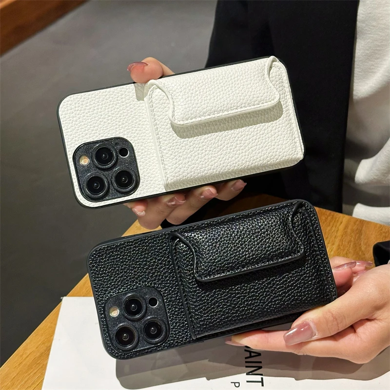 【3500个型号】插卡包可支架手机壳 可装三张卡皮质高级防摔保护套