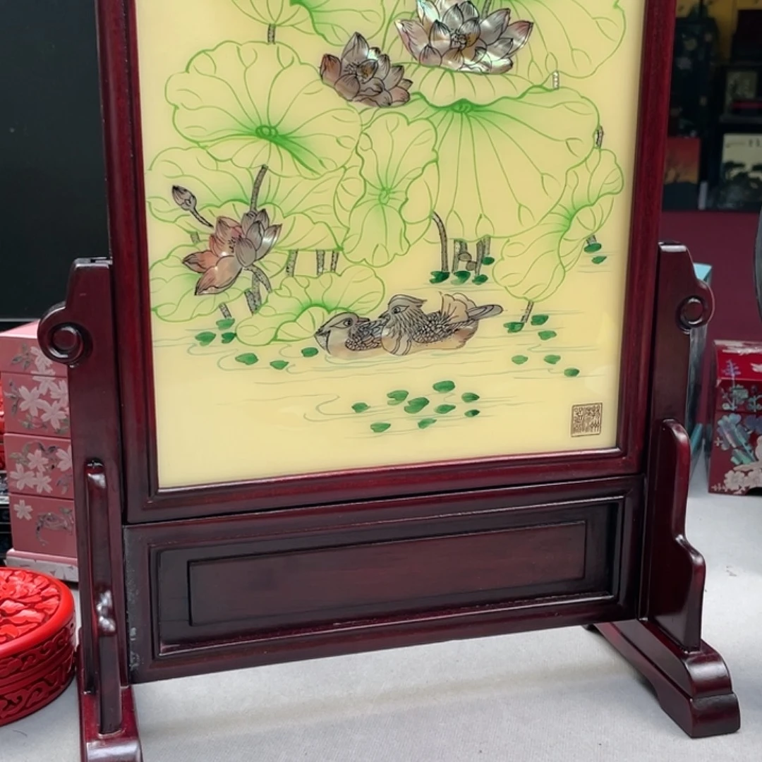 平磨有边荷塘清趣台屏