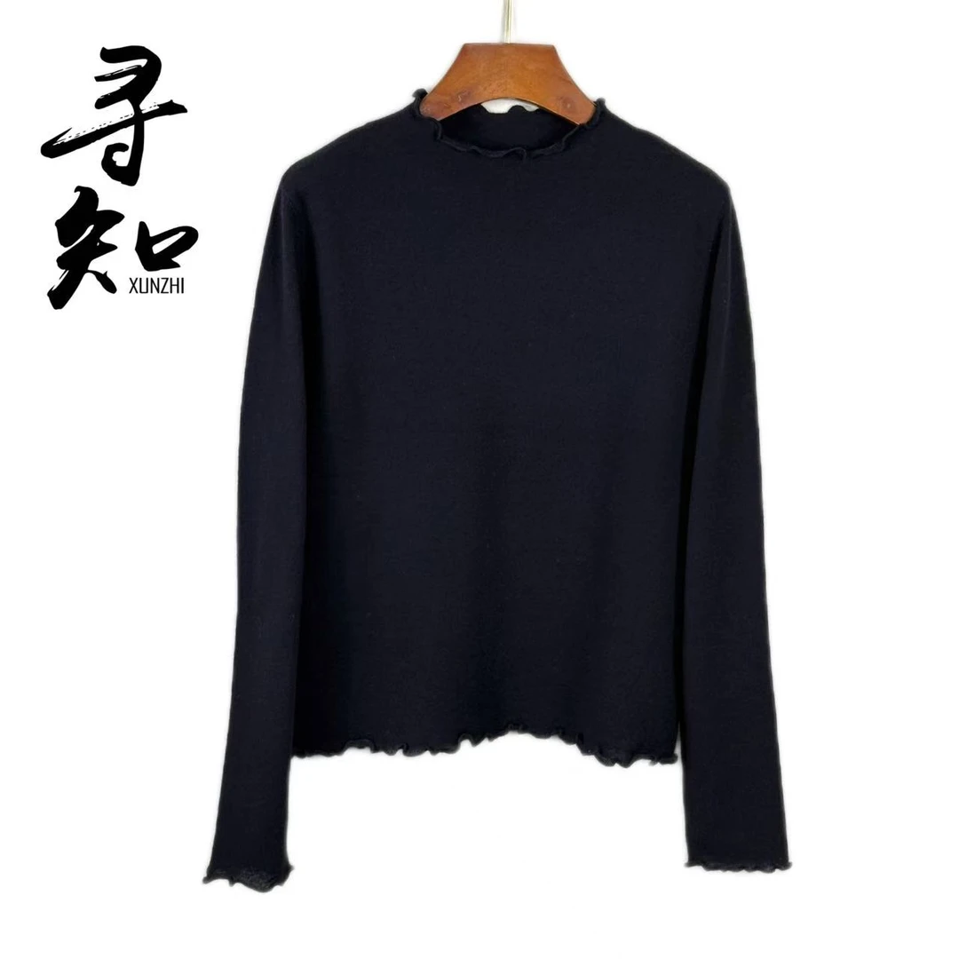 寻知·朱总原创设计XZS305Q简约荷叶边全羊毛针织衫