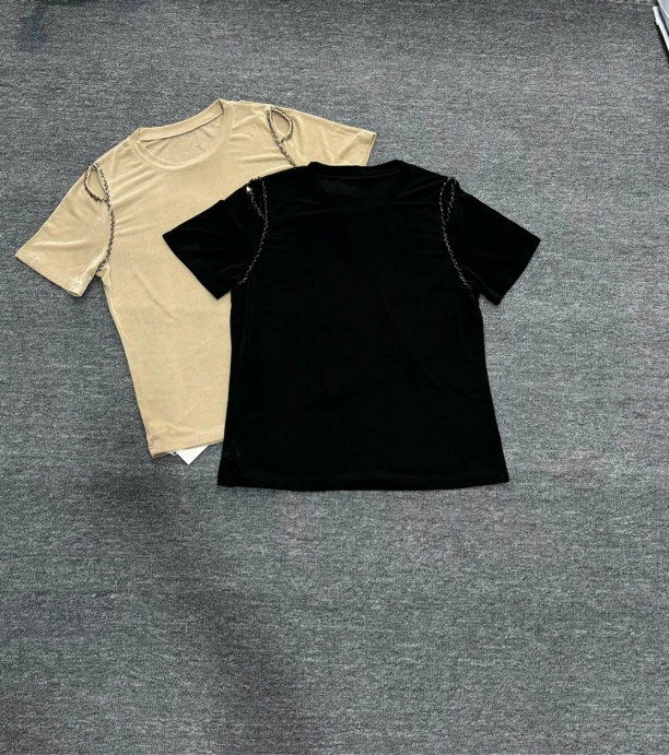 Q法式经典双肩开口高级感短袖百搭上衣