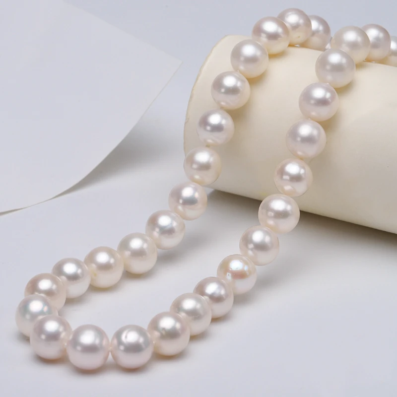 淡水10.5-11.5mm 无核 微瑕打结 银猪鼻子款 总长45cm左右