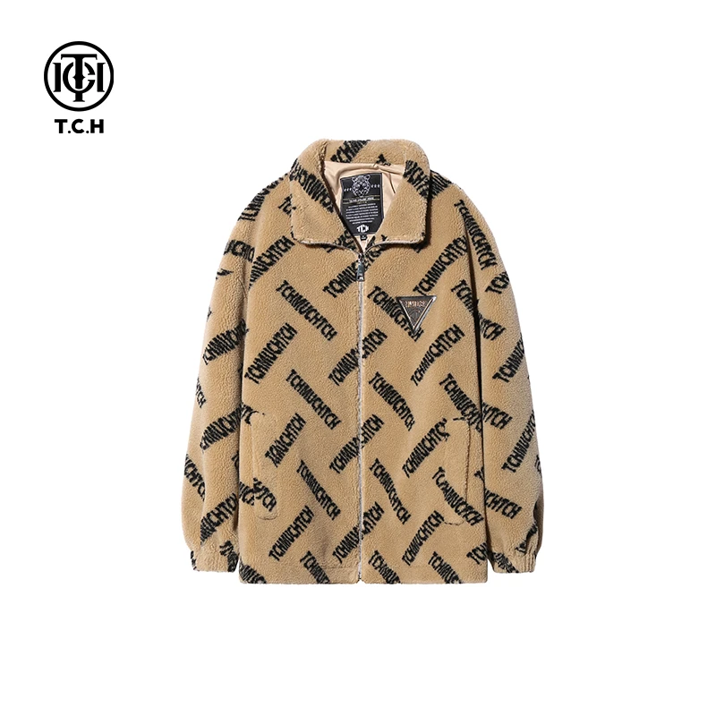 TCH潮牌咖色手工高定烫钻毛毛外套S69D276035