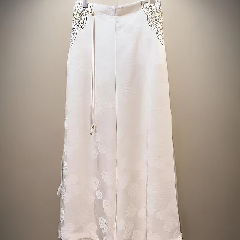 6075【绣江南】新中式高腰中国风牡丹花色扎染夏季女士休闲裤